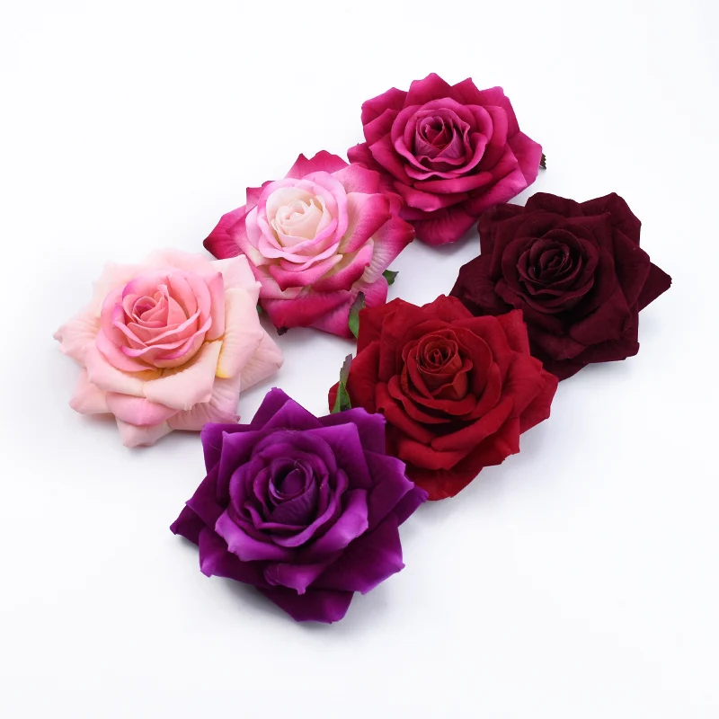 10CM Flannel Roses Wedding Bride Holding Flowers Material Christmas Decorations for Home Scrapbooking Artificial Flowers Cheap