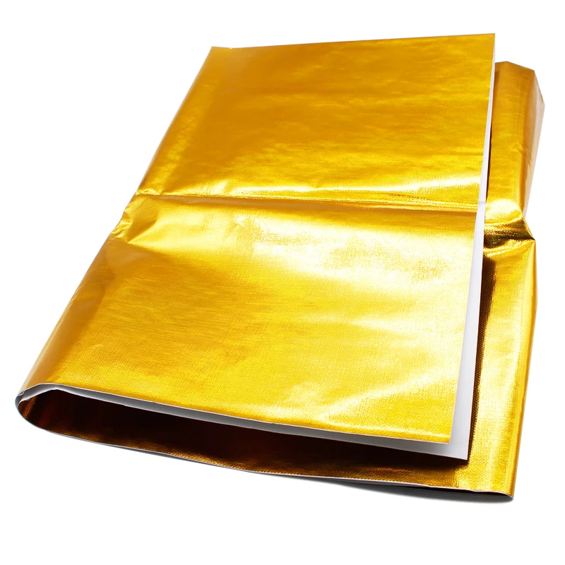 Behendige 100X100Cm Zelfklevende Reflecterende Goud Hoge Temperatuur Uitlaat Hitteschild Wrap Tape Isolatie Stickers Auto Styling