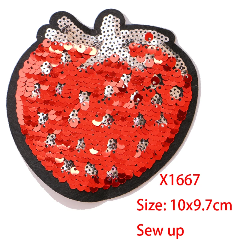 2Pcs Cute fruit cartoon sequins icon Iron on Patches for Clothing DIY Stripes Clothes Patchwork Stickers Custom Badges