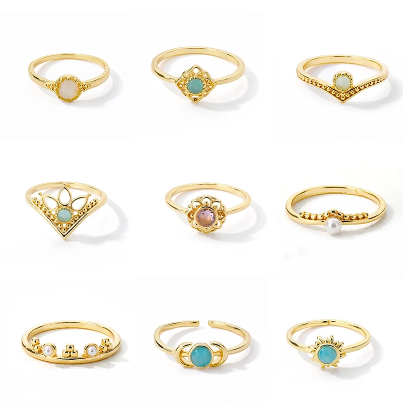 الفولاذ المقاوم للصدأ أوبال خواتم الاصبع للنساء موضة قابل للتعديل زوجين هندسية حلقة اليدوية الجمالية مجوهرات هدية Anillos