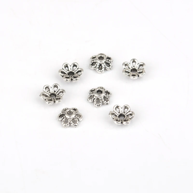 Doreen Box Lovely 300PCs Silver Color Flower Bead Caps 6x2.8mm Findings for DIY Bracelet Jewelry Making Findings (B07945)