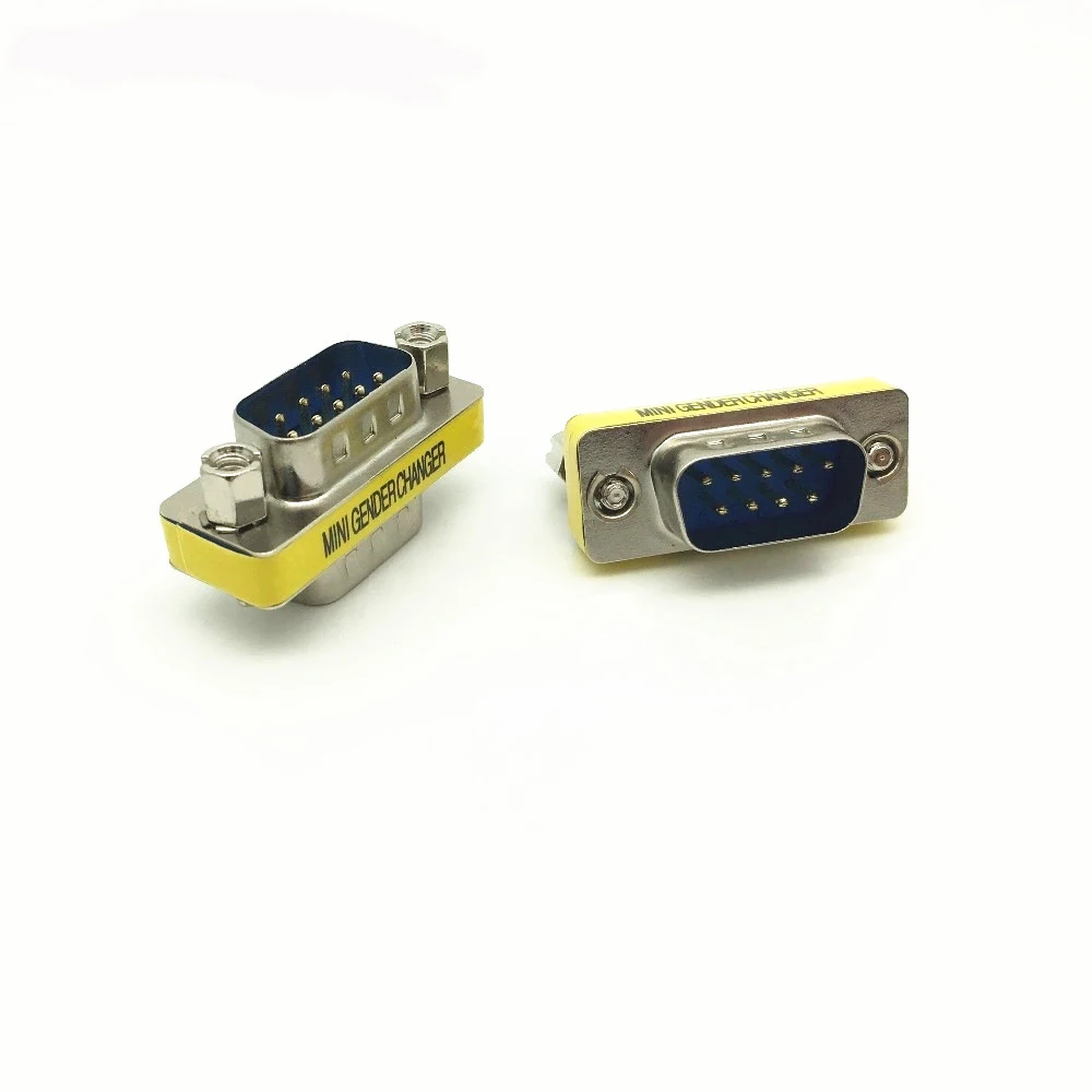 Mini adaptador de modificador de gênero db9, conector serial rs232, fêmea para fêmea, para macho, d-sub, conectores