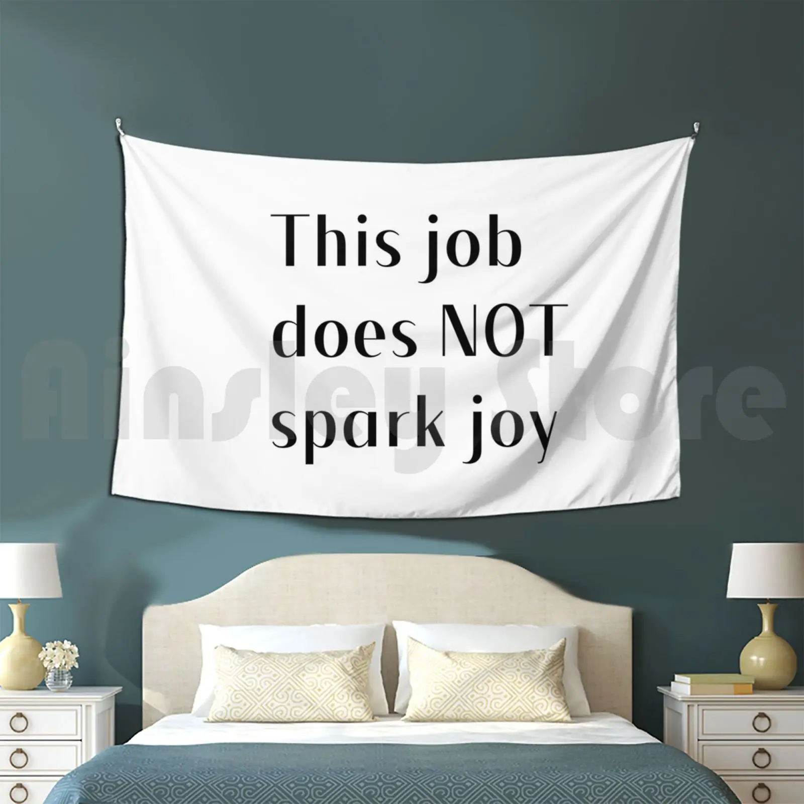 This Job Does Not Spark Joy Tapestry Background Wall Hanging Work Cup I Hate Work I Hate My Job Spark Joy Does Not