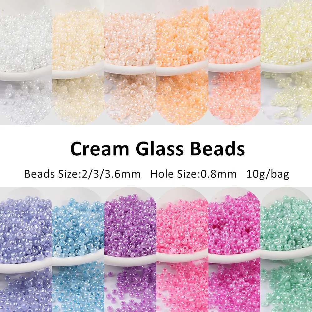 2/3/3.6mm Cream Glass Beads Glossy Czech Round Spacer Glass Bugle Seedbeads For Jewelry Making Necklace Bracelet Diy Accessories