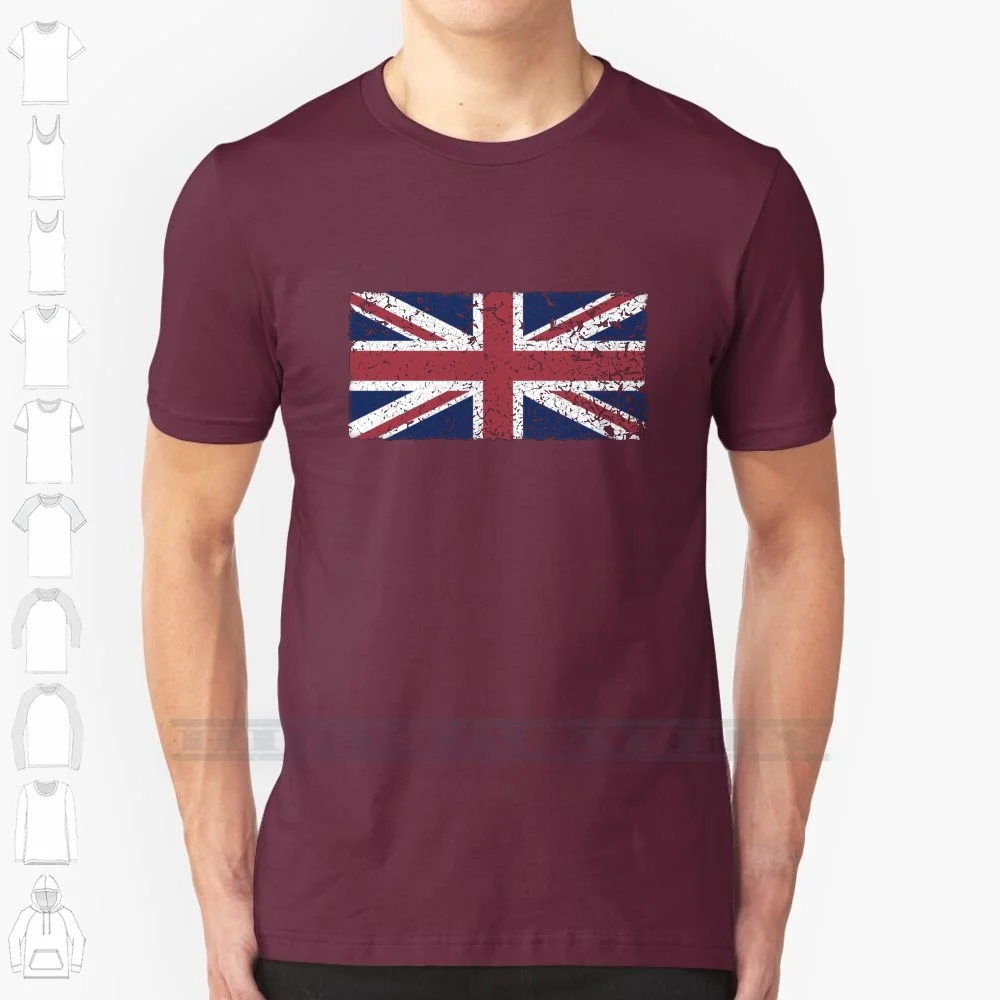 Union Jack Bandeira Camiseta da Grã-Bretanha, Bandeira Post Pole, Flutter pessoal, Flap Fly, Vintage Look, 100% Algodão Camiseta, Union Jack