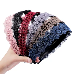 Charm Lace Embroidery Leaf Flower Hairband Women Girl Non-slip Hair Head Hoop Bands Accessories Mesh Yarn Thin Headband Headwear