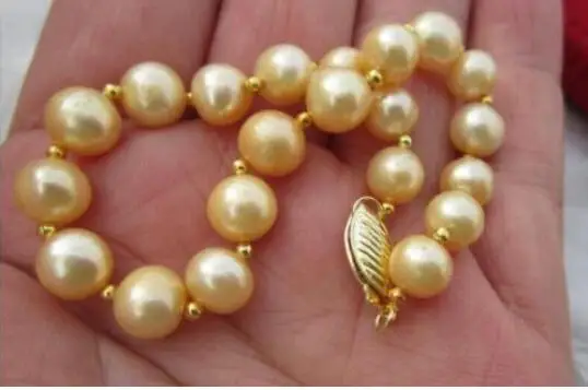 

AAA+ 9-10mm NATURAL GOLDEN SOUTH SEA PEARL BRACELET 7.5-8 14K/20 Gold