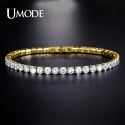 UMODE Gold Color Clear Cubic Zirconia Crystal Tennis Bracelet for Women GoldS Chain Jewelry Party Anniversary Accessory UB0097L