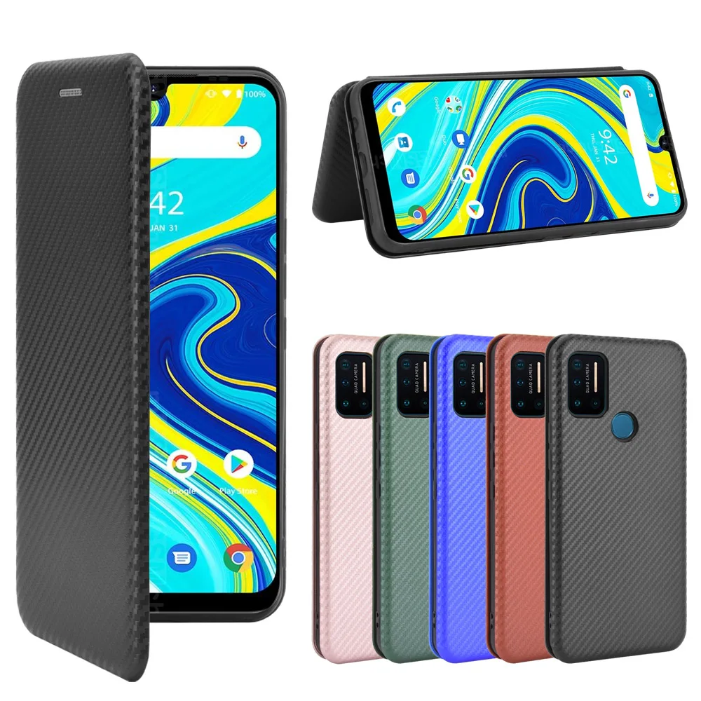 For UMIDIGI A9 Pro Case For UMIDIGI A9 Case Carbon Fiber Flip Leather Case For UMIDIGI A9 Pro A9Pro A 9 Pro Case Cover