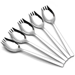 304 stainless steel long handle fork spoon one spoon creative household salad spoon student fruit fork spoon wholesale