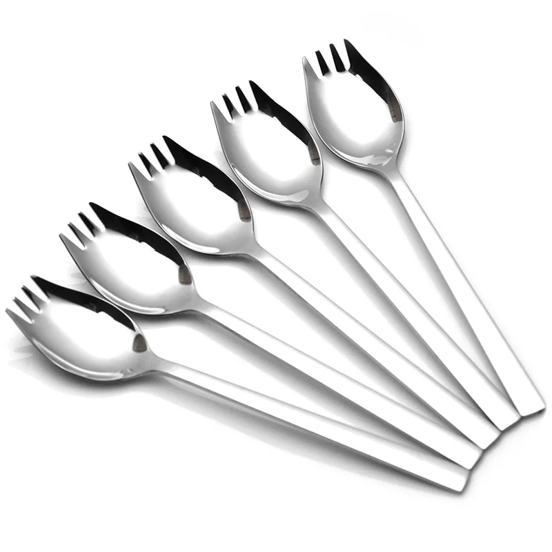 304 stainless steel long handle fork spoon one spoon creative household salad spoon student fruit fork spoon wholesale