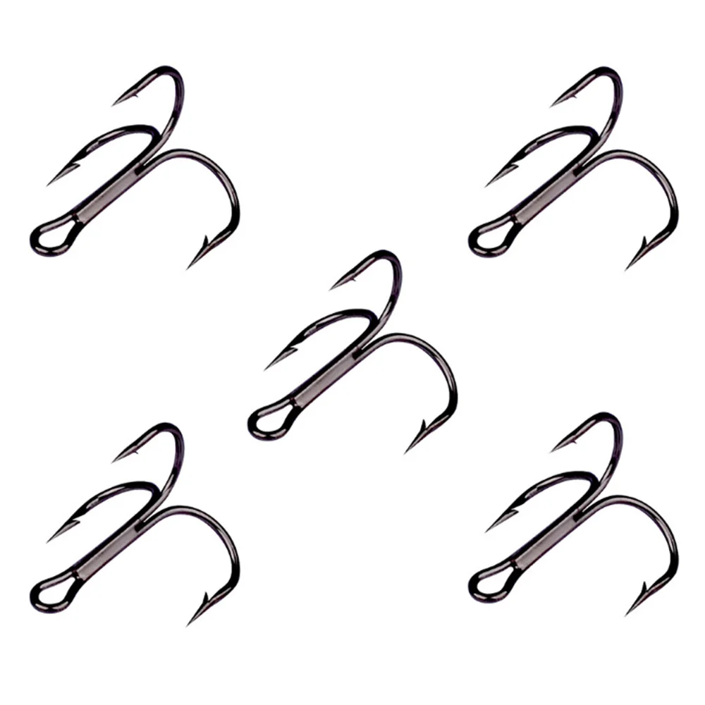 20pcs/lot Sharp Black Fishing Hooks High Carbon Steel Overturned Treble Hook Tackle Round Bent Saltwater Bass Carp Fishing