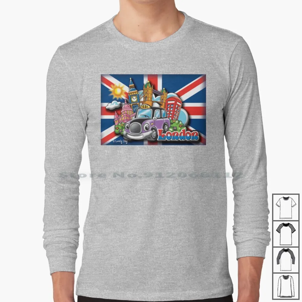 London Magical Taxi Cab Famous Lovely Day Design-Red Theme Long Sleeve T Shirt London England London Double Decker Bus London