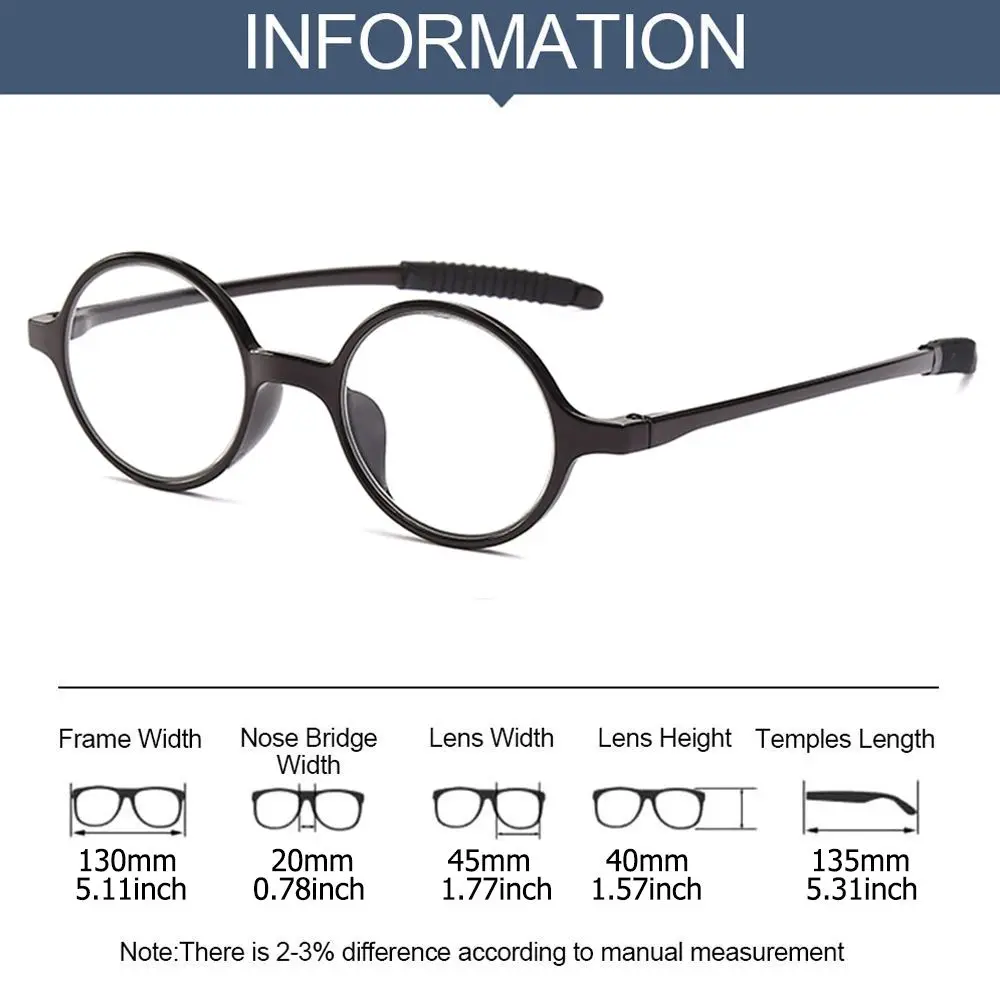 Vintage Ultralight Reading Glasses Men Women Full PC Round Frame Presbyopia Eyeglasses Portable Transparent Magnifier Eyewear