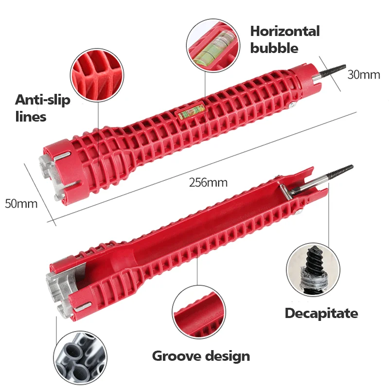 8 In 1 Kraan En Wastafel Installer Multifunctionele Wrench Tool Voor Keuken Badkamer Waterleiding Extra Lange Ontwerp Wrench gereedschap