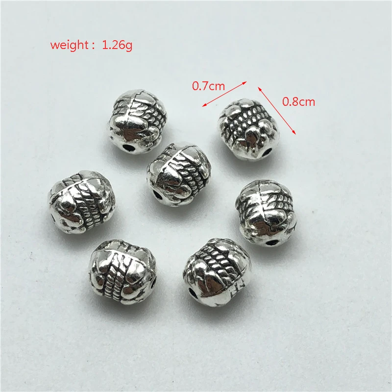 15pcs 8mm golden metal engraved perforated beads for jewelry making DIY bracelet gift rosary accessories material wholesale