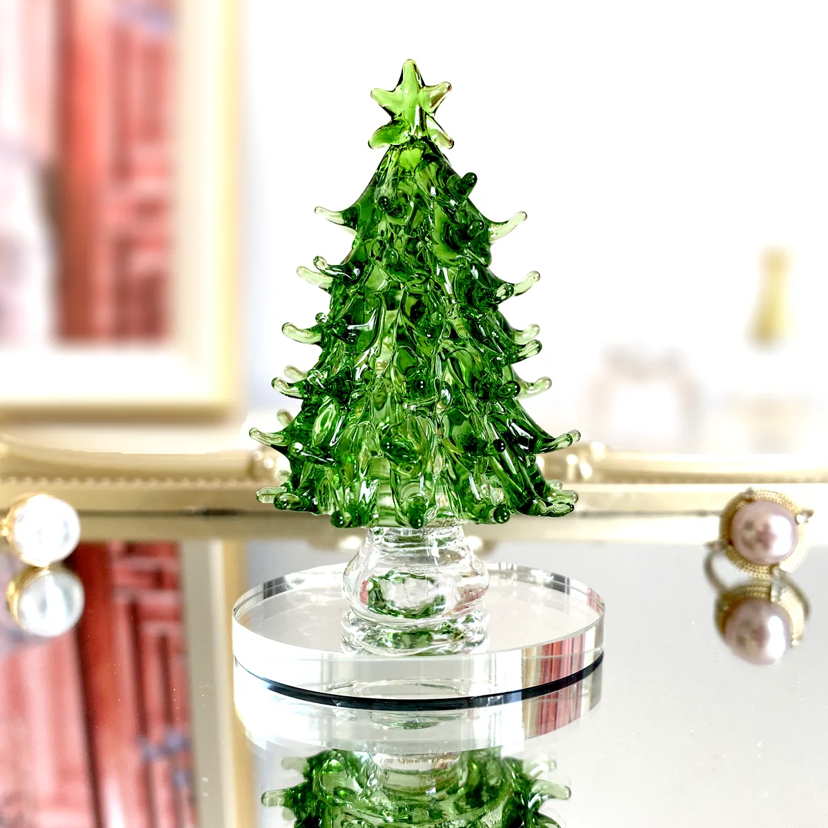 9 Styles Handmade Glassblown Animal Figurines Crystal Christmas Tree Paperweight Statuette Collectible Home Decor Kids Gift