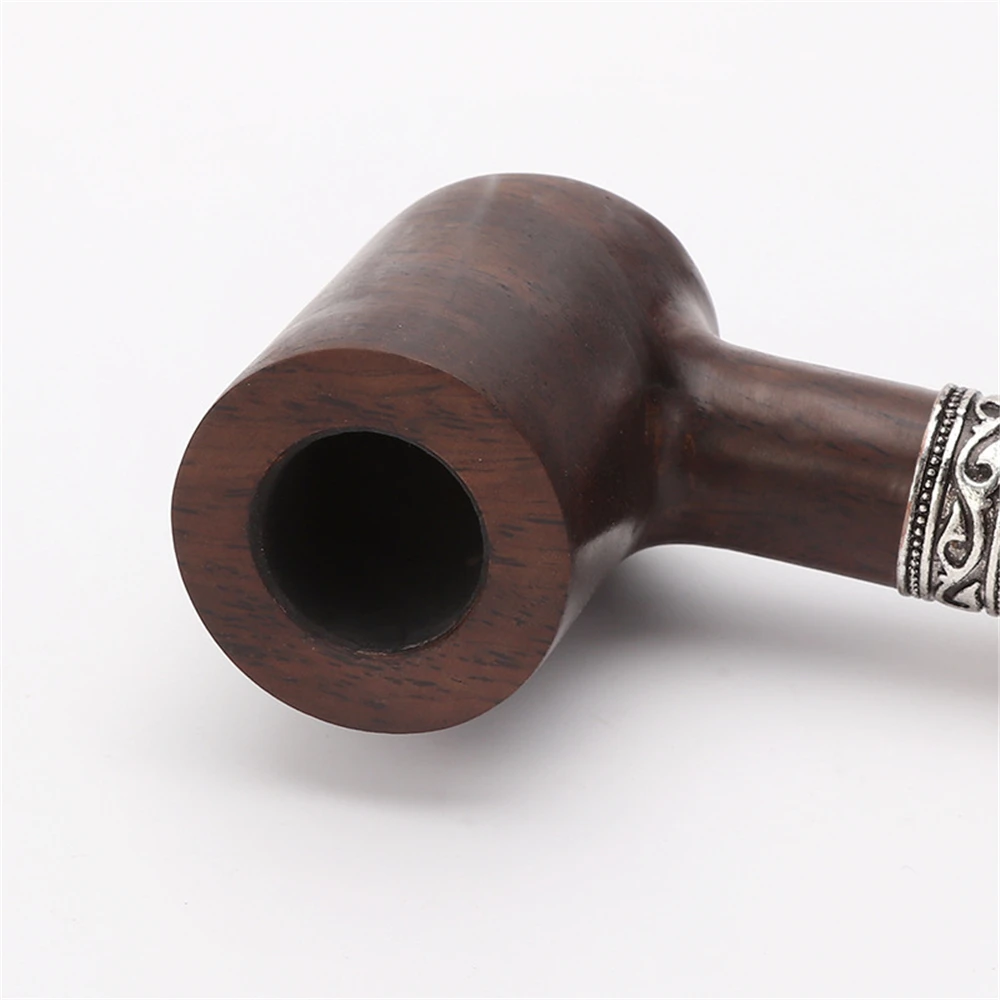 Portable Solid Wood Tobacco Pipe Traditional Style Natural Ebony Wooden Cigarette Filter Handheld Smoking Pipe For Men\'s Gadgets