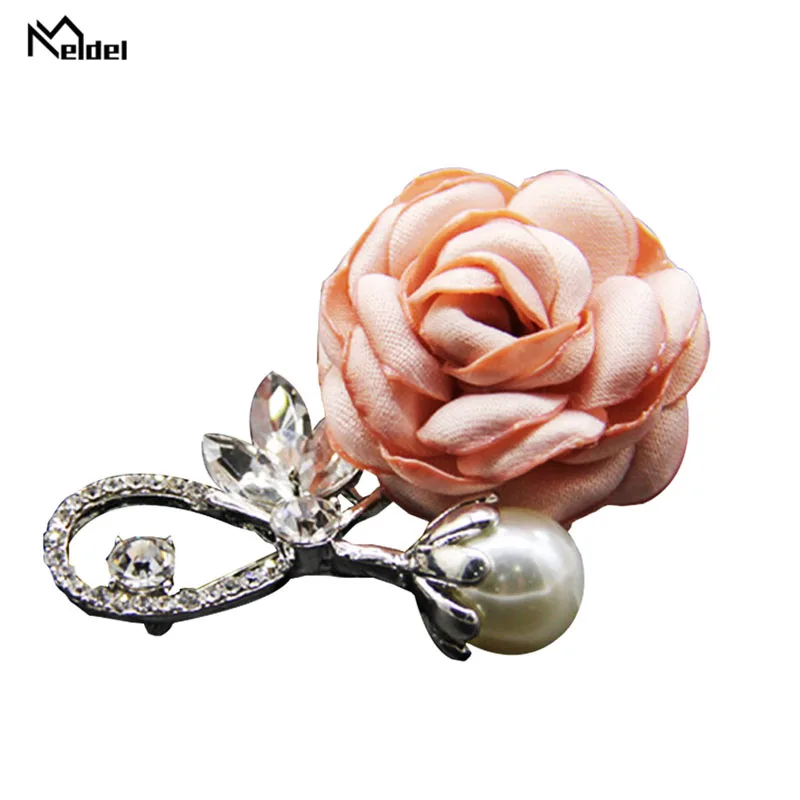 Meldel-broche feminino para casamento, broche de flores com buraco e buquê, fecho de tecido para noivado, planejador de casamento para homens