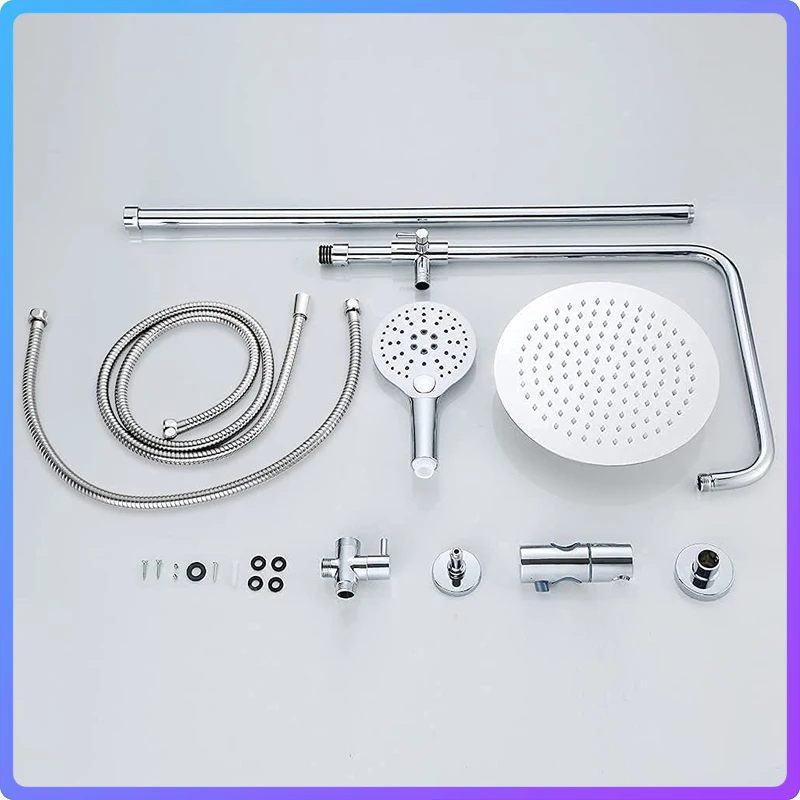 

Chrome Plated Shower System Faucet Set Rain Mixer Spout Bath Head Bathroom Sprinkler Mixer Tap 2 Types Massage Body Jet Shower