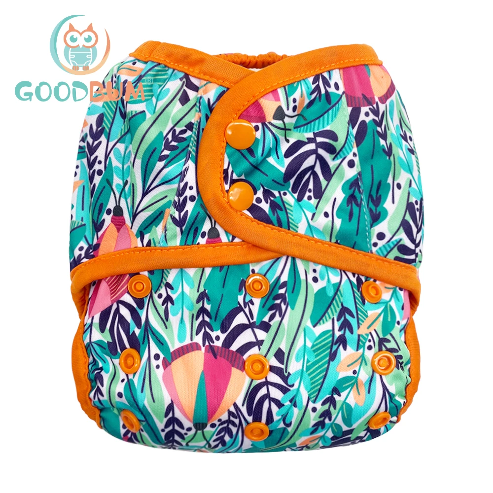 

Goodbum Grass Butterfly PUL Print Cloth Diapers Cover Double Gusset Reusable Nappy Baby diaper