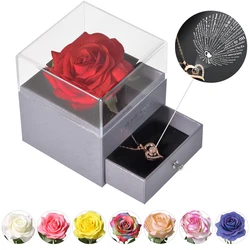 Regali per la fidanzata Unfade Fiore Portagioie rosa eterna 100 lingue Ti amo Collana Matrimonio Regalo di San Valentino per le donne