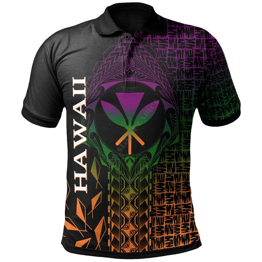 Hawaii PoLo Shirt Kanaka Maoli Rocket Style 3D Printed Polo Shirt Men For Women Short Sleeve Summer T-shirt