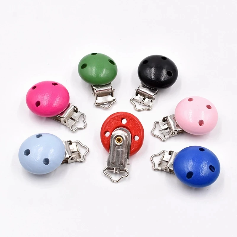 10PCs Baby Teether Clip Pacifier Chain Wood Blanks Pacifier Baby Teething Bracelet Bead Clip Diy Wooden Clips Accessories