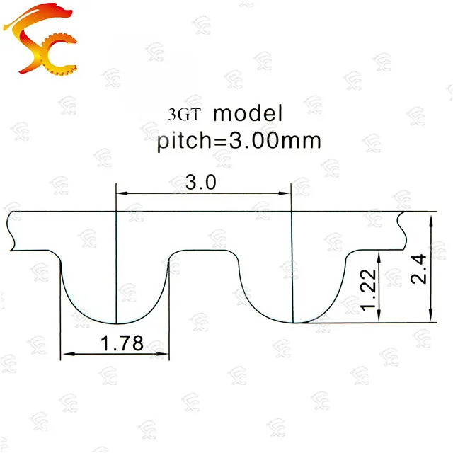 Imagem -03 - Open Timing Belt para Impressora 3d Borracha Alta Qualidade Gt3 Largura de mm 3gt mm
