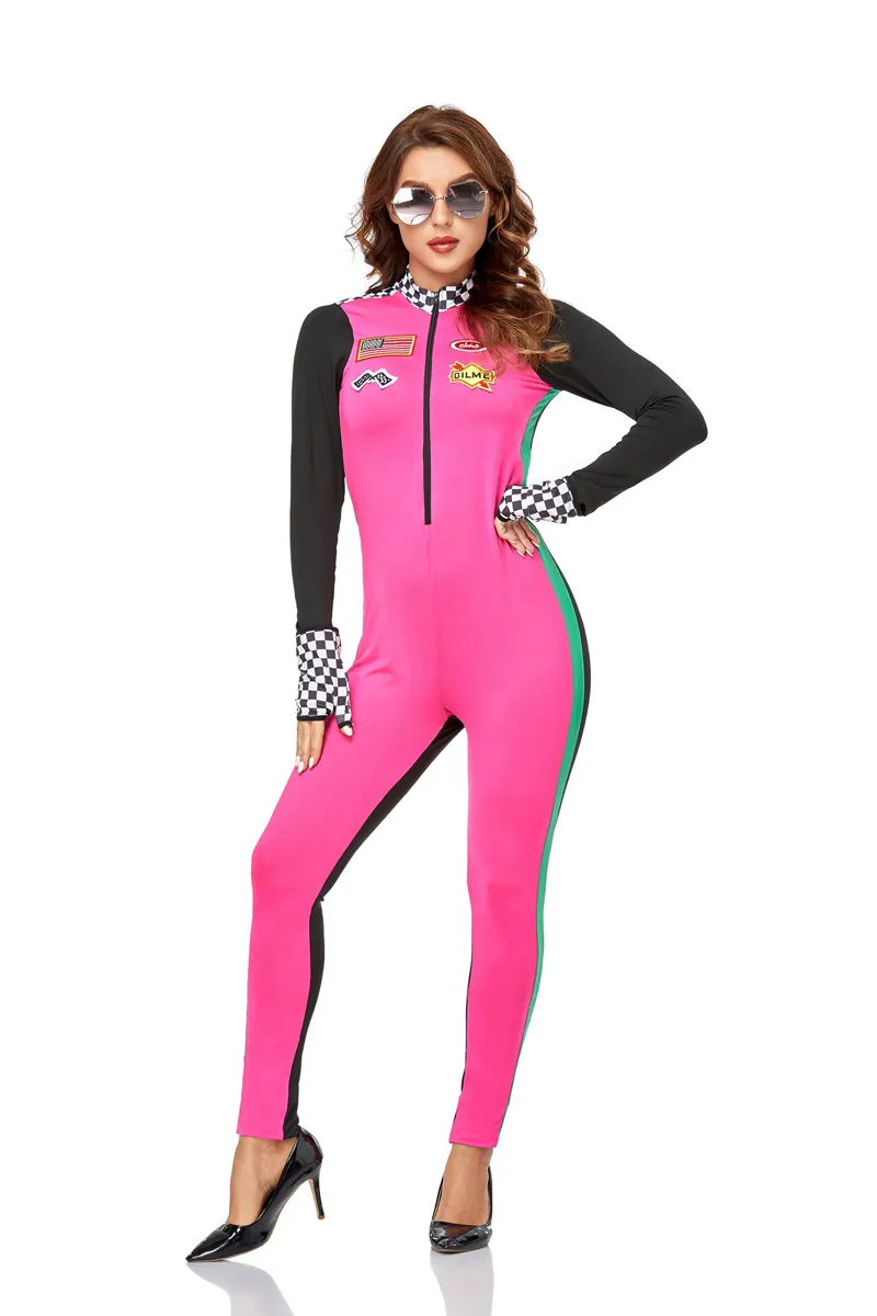 Sexy Long Sleeves Race Car Driver Girl Jumpsuit for Passionate Anime Speed American Racing Women Cosplay Costumes Uniform