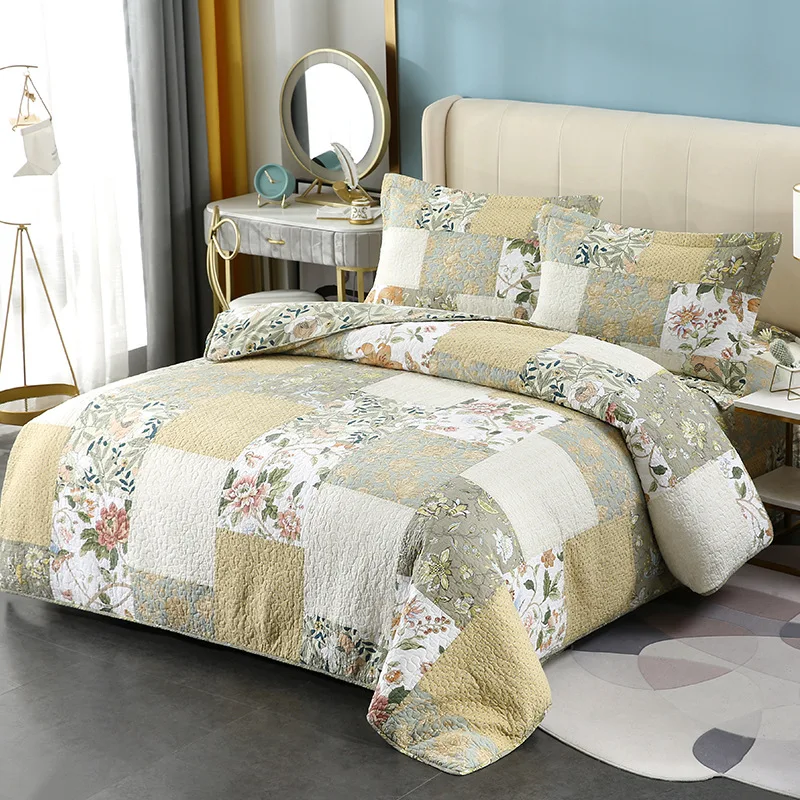 

Patchwork Cotton Quilt Set 3PCS Bedspread on the Bed Quilted Coverlet Bed Cover Queen Size 4pcs Quilted Duvet Cover Set