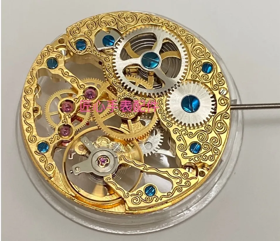 Genuine mechanical St3600 golden Manual Skeleton Hand Winding ST36 Hollow out Carved flowers movement parts ETA6497 screw Part