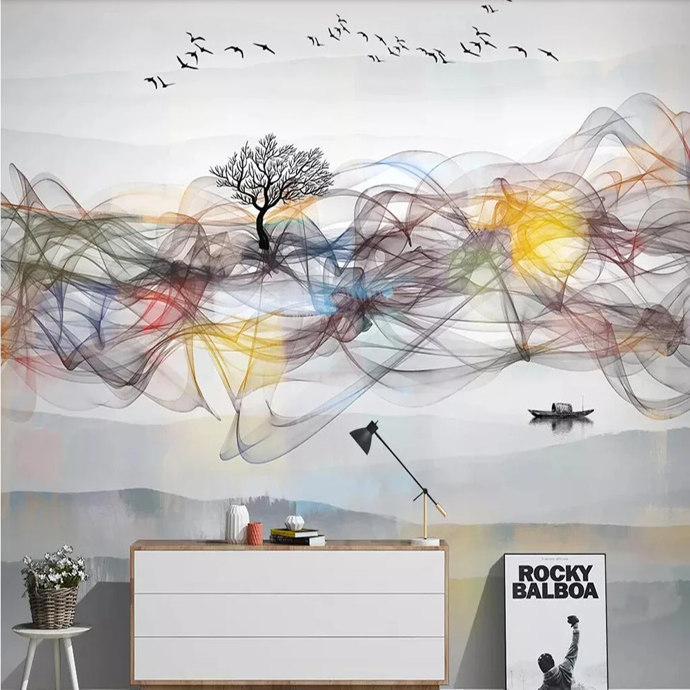 Milofi custom wallpaper mural north original abstract ink smoke TV background wall decoration painting decorative wallpaper