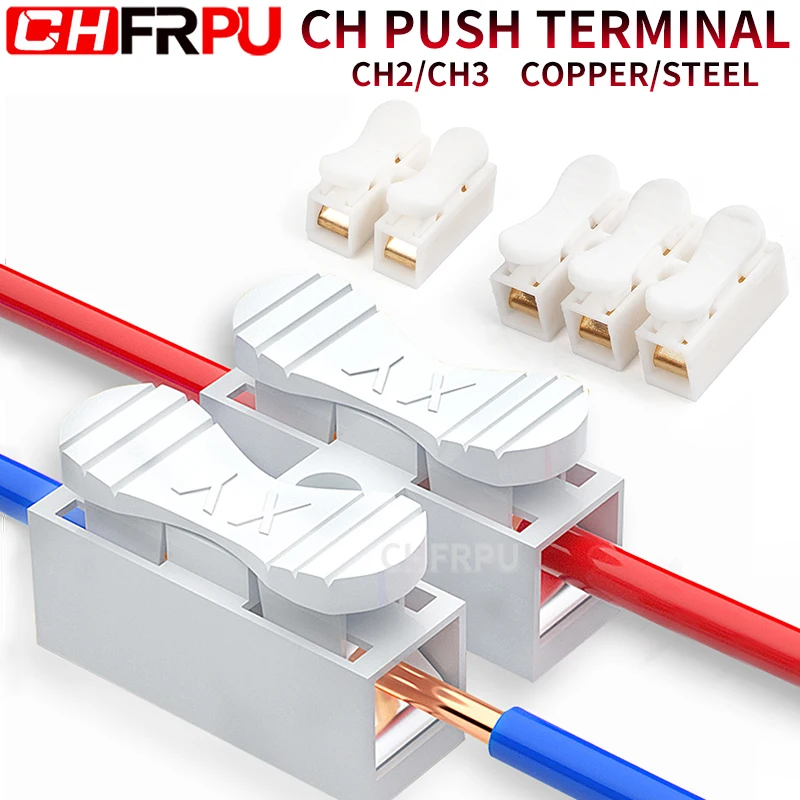 CH-2 CH-3 Spring Wire Quick Connector 2P 3P Electrical Crimp Terminals Block Splice Cable Clamp Easy Fit Led Strip 10 20 30PCS