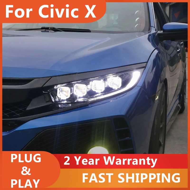 

ALL LED Head Lamp For Honda Civic X G10 Bugatti Headlights LED DRL Running Light Bi Xenon Light Angel Eye Auto Accessories