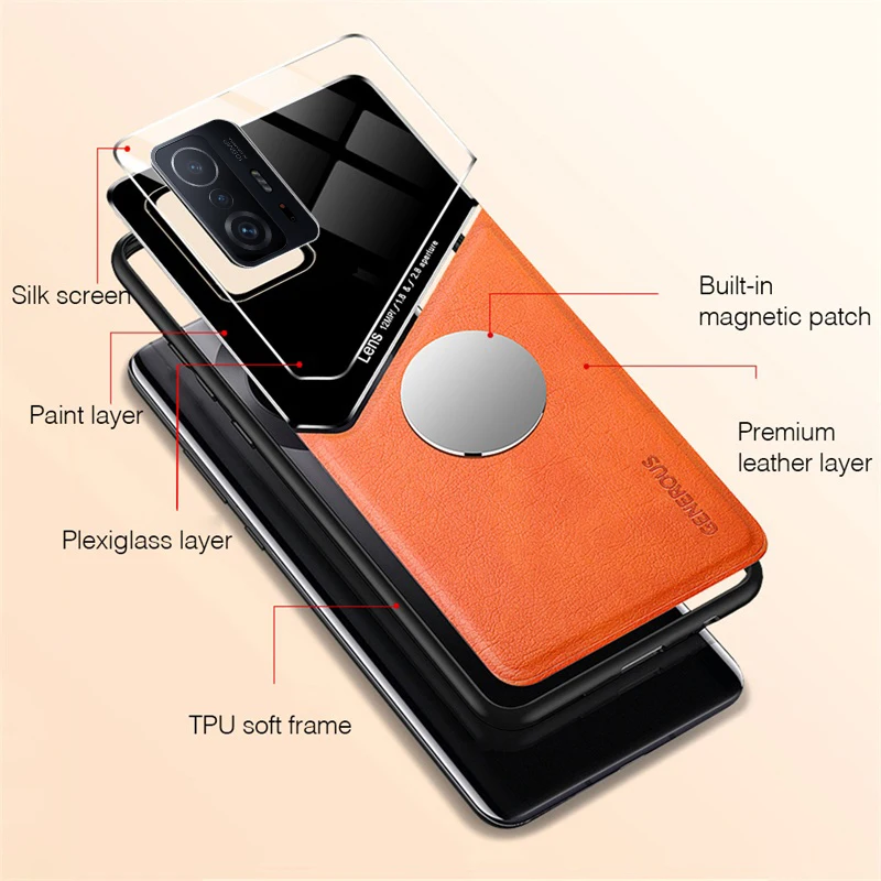 car magnetic holder leather cover for xiaomi 11t case xiaomy mi11t mi 11 t pro t11 xiaomi11t 5g soft frame anti-shock coque capa