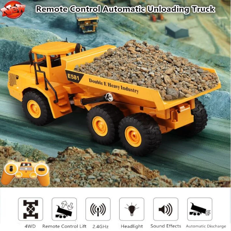 Caminhão basculante de controle remoto rc 1:20 2.4g 30 minutos 4wd simulação modelo de controle remoto resistência ao acidente e resistência à queda brinquedos infantis