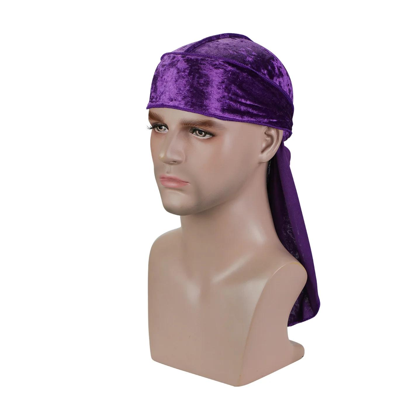 Unisex Diamond Velvet Durag Bandana für Männer Long Tail Headwrap Wave Cap Stretch Herren Doo Rag Turban Hut Hip-Hop Kopfbedeckung Caps – Detail 4