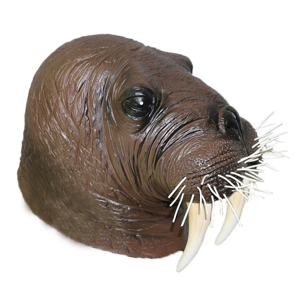 Funny Walrus Mask Sea Lion Mammal Animal Full Head Latex Fancy Dress Costume