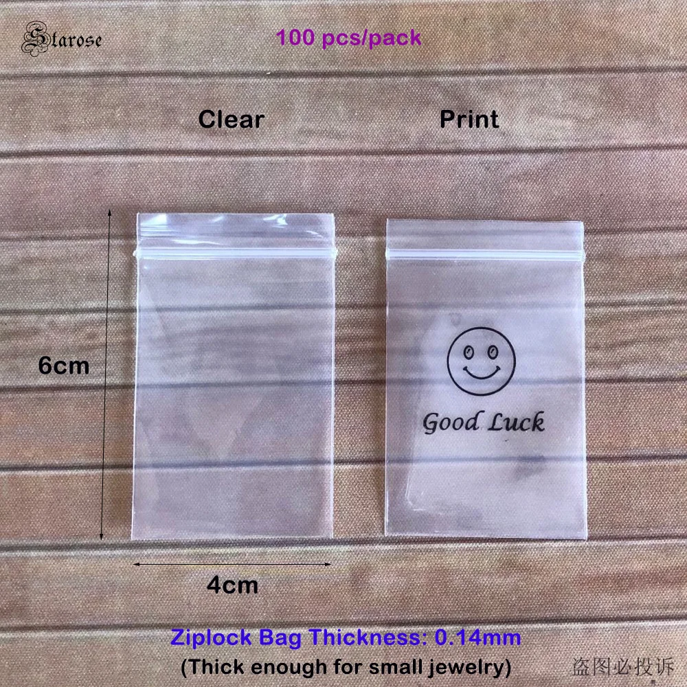 Starose 100 Teile/los Neue 4x6 cm Daumen Up Druck Klare Druckverschlussbeutel Glück Schmuck Verpackung ZIP Beutel wasserdichte Kunststoff Versiegelt Beutel – Detail 3