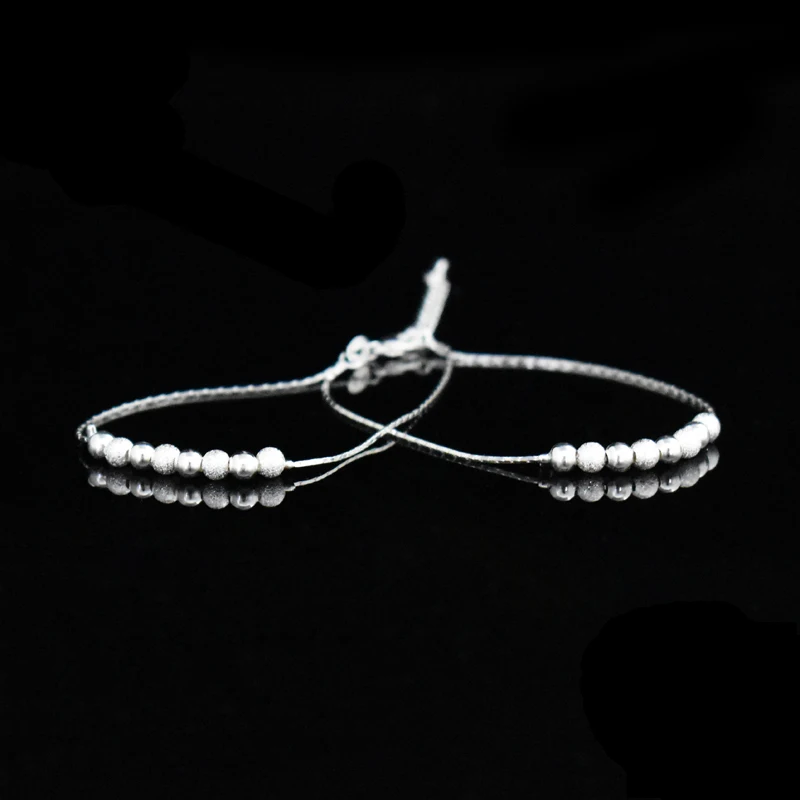 Hot Sale Fashion Double Layer Small Ball Bead Chain Bracelet 925 Sterling Silver Frosted Beaded Bracelets For Women Jewelry Gift