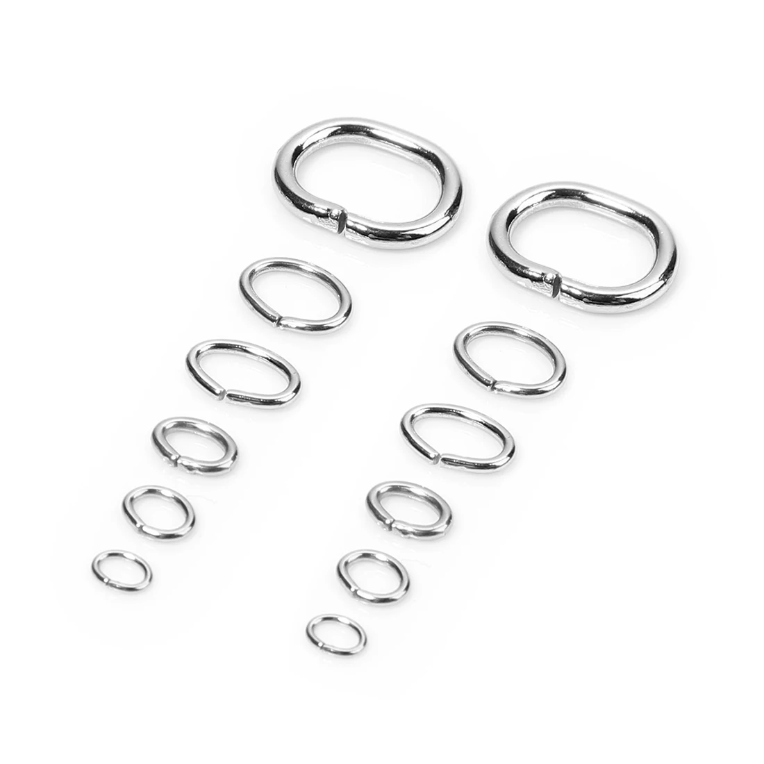 100pcs/lot Stainless steel single ring oval ring six sizes egg rings DIY D buckle D-shaped connector jewelry Making