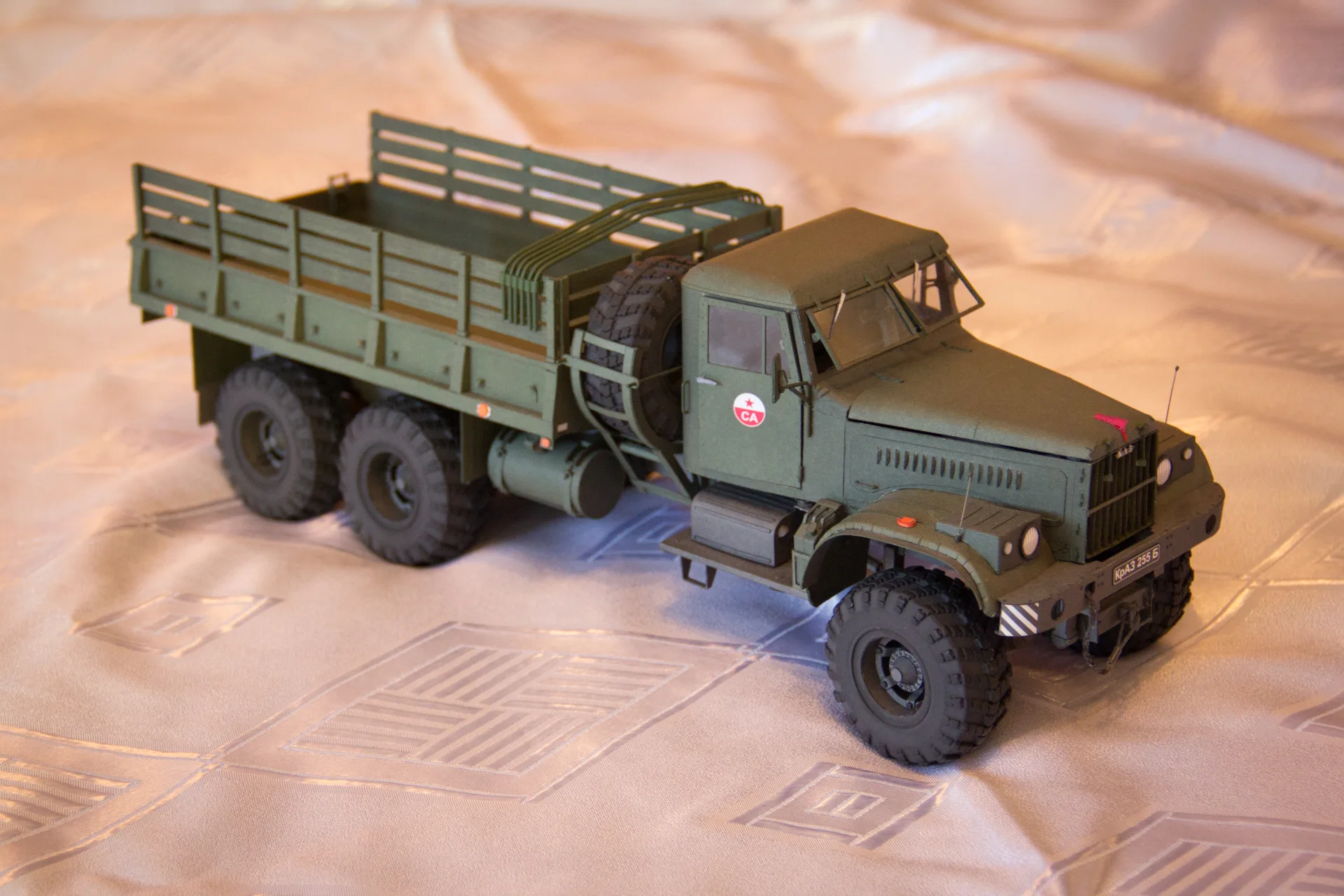 Camión Militar de Kraz-255B 1:25, juego de construcción de tarjetas de papel 3D, juguetes educativos, modelo militar