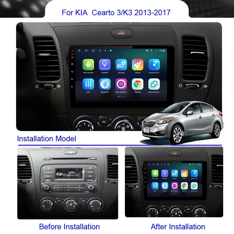 Roadwise 8+256 Android Car Radio For Kia Cerato 3 K3 Forte 2013 2015 2016 2017 Multimedia Carplay 4G Wifi GPS DVD 2DIN Autoradio