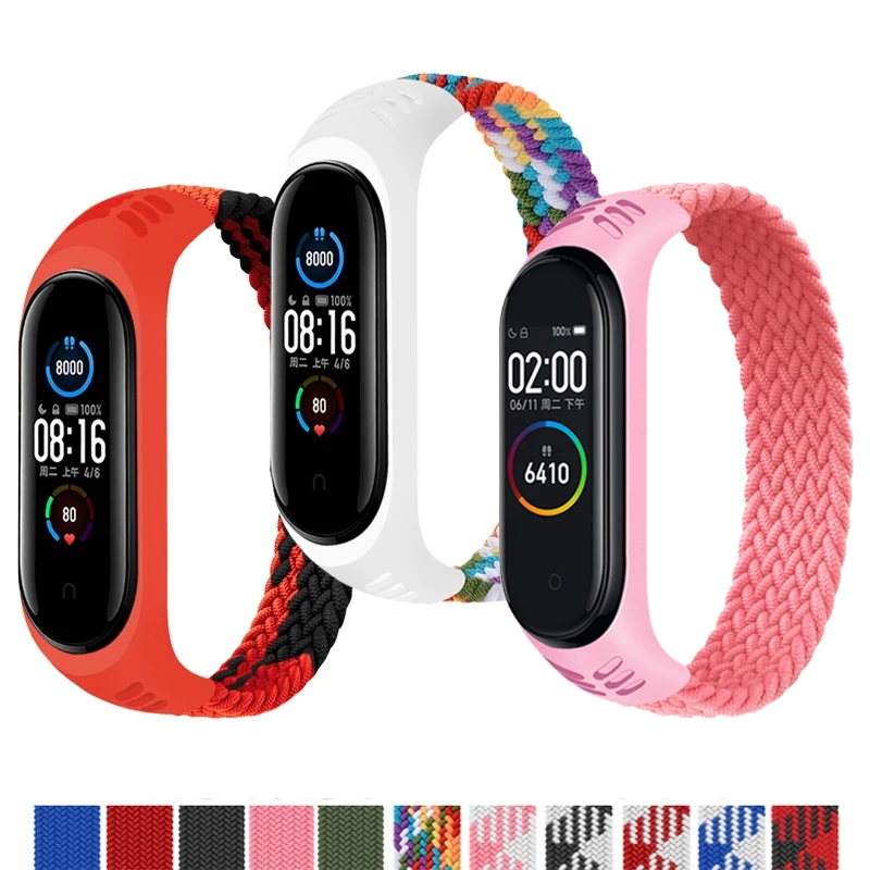 Bransoletka Xiaomi pasek MiBand 7 8 opaska na proso bransoletka uniwersalna elastyczna pojedyncza pętla nylonowa pleciona opaska Mi 3 4 5 6