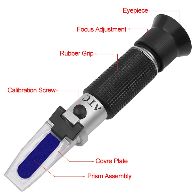 Handheld Refractometer sugar  concentration meter densimeter 0-32% Brix Saccharimeter Sugar Tester  Fruits Grapes ATC