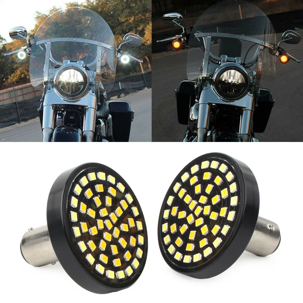 

2PCS Motorcycle Switchback 1157 48-SMD LED DRL Turn Signal Lights For Harley Softail Dyna Sportster Street Road Glide 2013-up