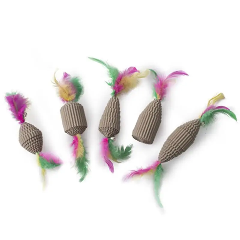 1pc Bite-Resistant Cat Scratch Toy Interactive Wood Stake Carrot Shape Cat Toy Cat Feather Toys Pet Supplies Random Color