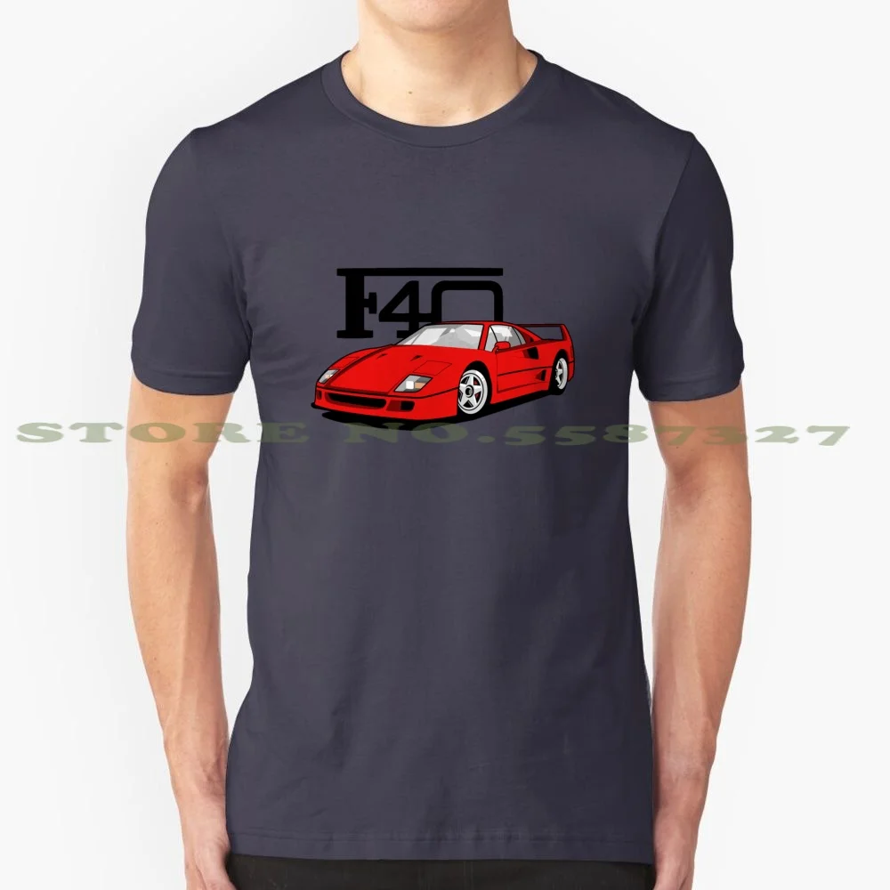 F40 100% Cotton T-Shirt F40 Sport Supercar Race Fast Legend Italian 80S Dream Automobile V12 Power