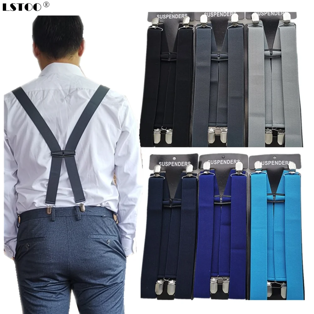 3 Sizes H-Back Adult Suspenders Men Solid Colors Suspender Women Adjustable Elastic Braces for Office Party Wedding  Accessories